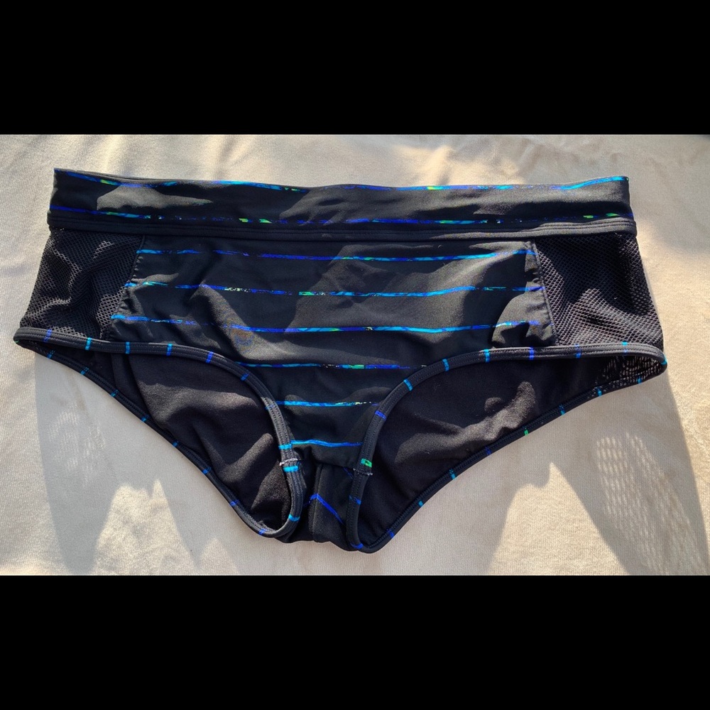 Ladies Bikini Bottom Swimsuit Black Blue Mesh